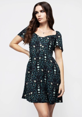 Pythia Print Button Front Mini Dress Dresses Womens - women's dresses clearance