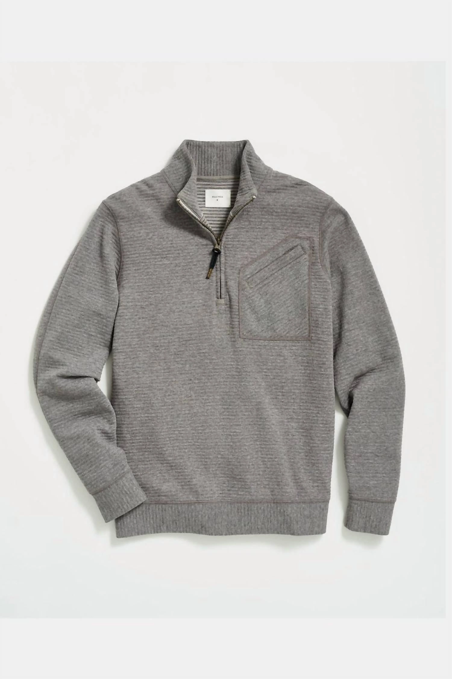 Quilted Half Zip In Medium Grey chunky knit discount