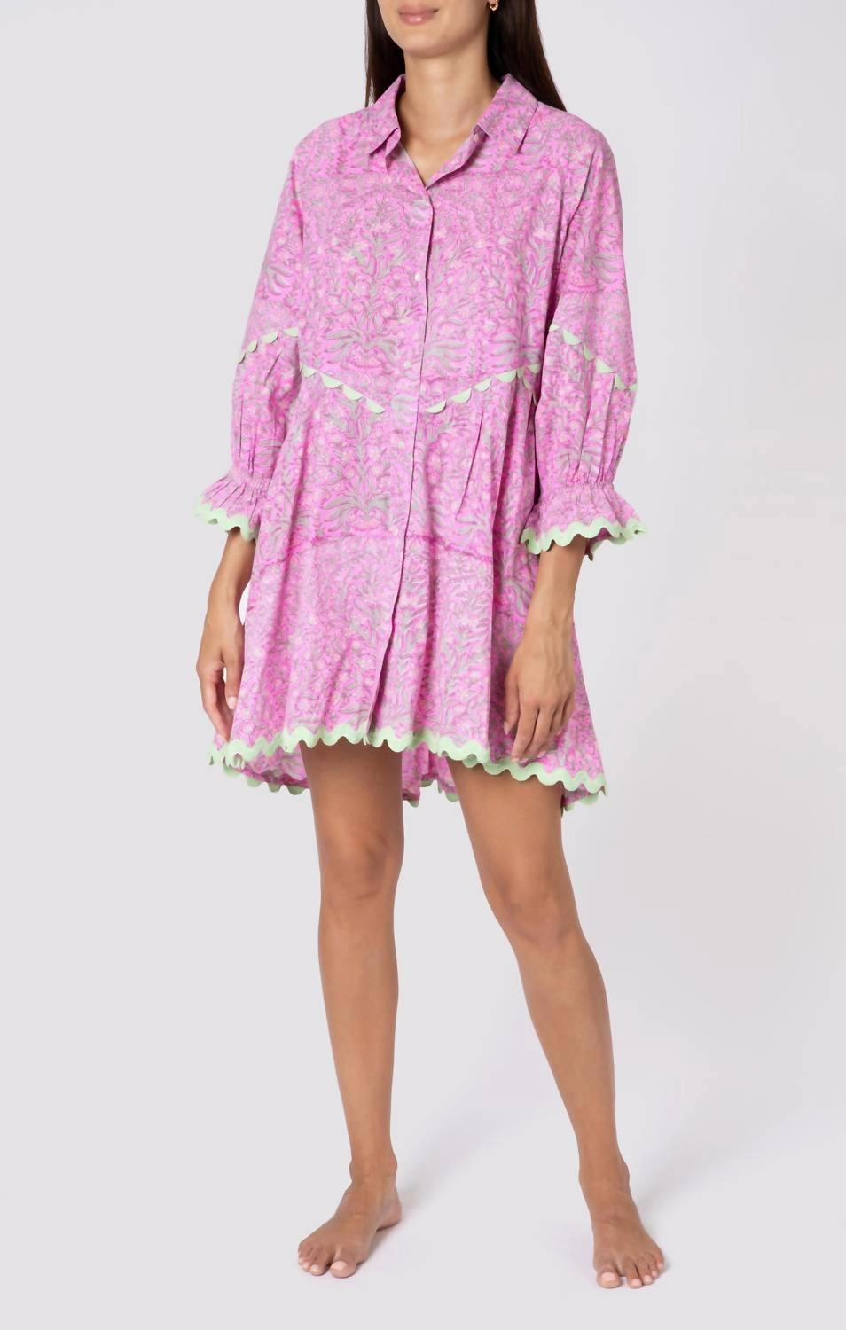 Raglan Shirt Dress in Orchid/Mint