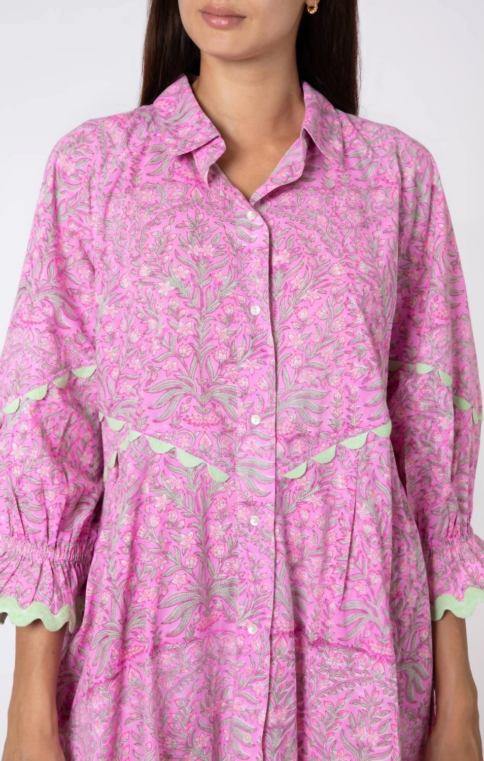 Raglan Shirt Dress in Orchid/Mint