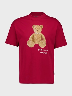 Red Bear in Mind Cotton T-Shirt Tops Mens - flannel shirts