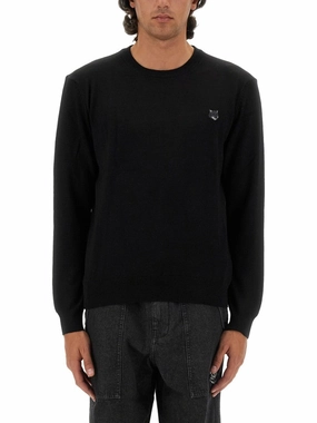 Regular Fit Black Wool Sweater With Patch Detail designer sweaters outlet