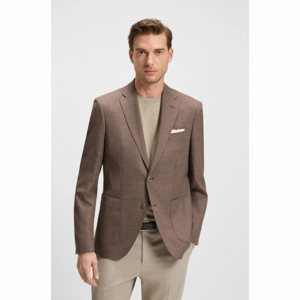 Regular-fit blazer in a patterned wool blend
