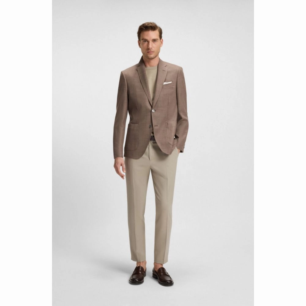 Regular-fit blazer in a patterned wool blend