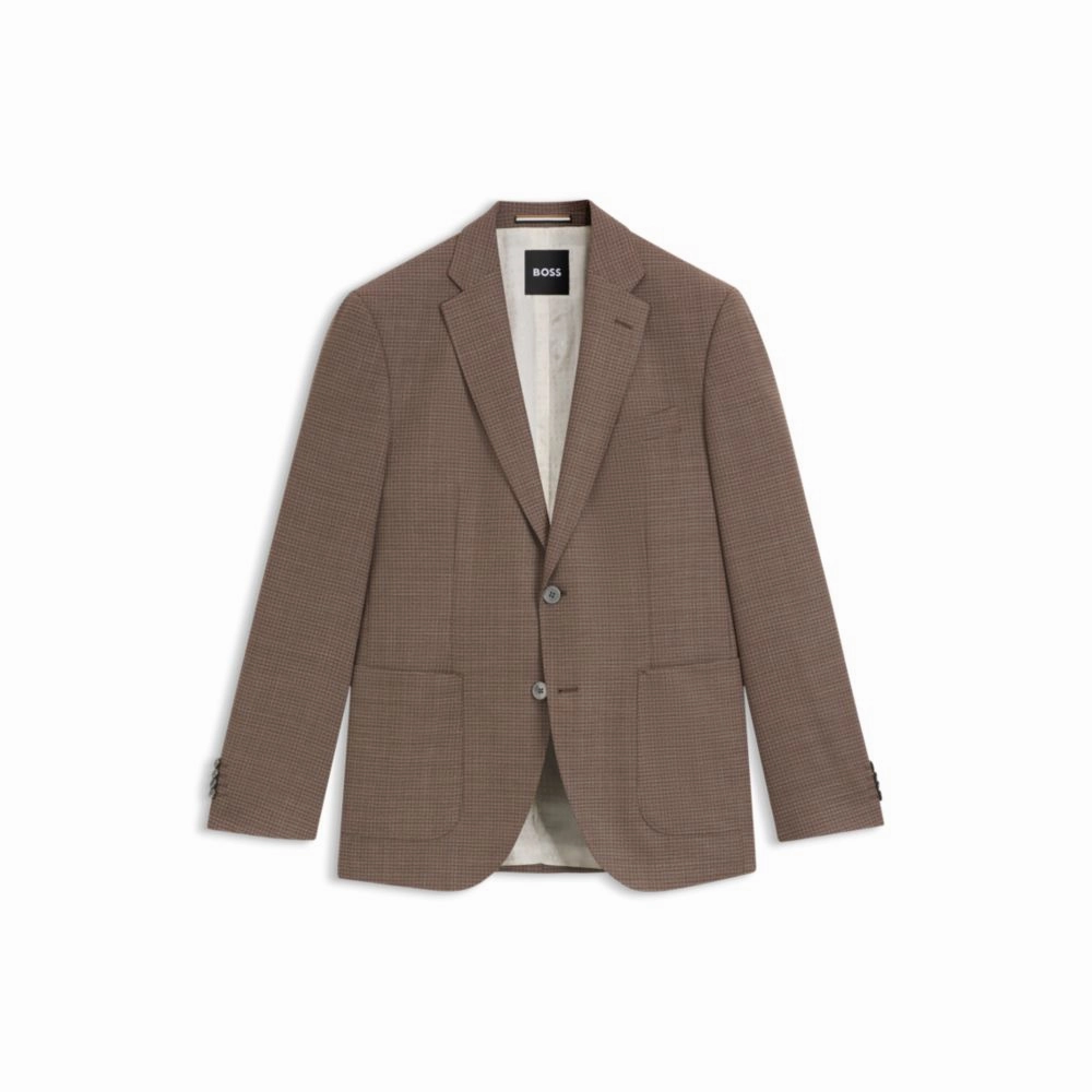 Regular-fit blazer in a patterned wool blend