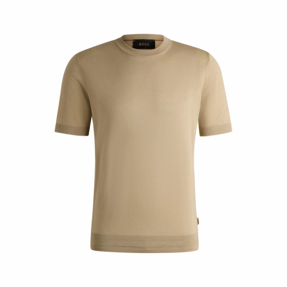 Regular-fit knit T-shirt in silk and cotton cashmere sweaters sale