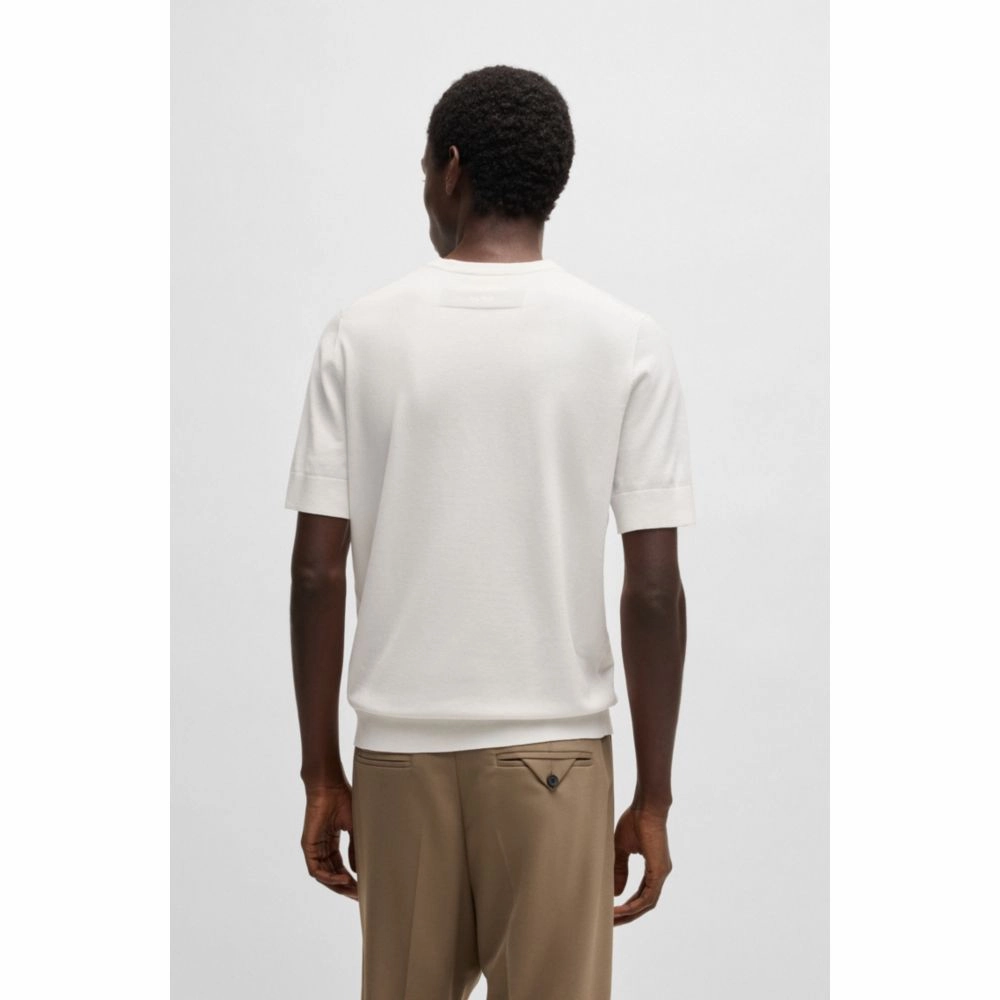 Regular-fit knitted sweater with short sleeves