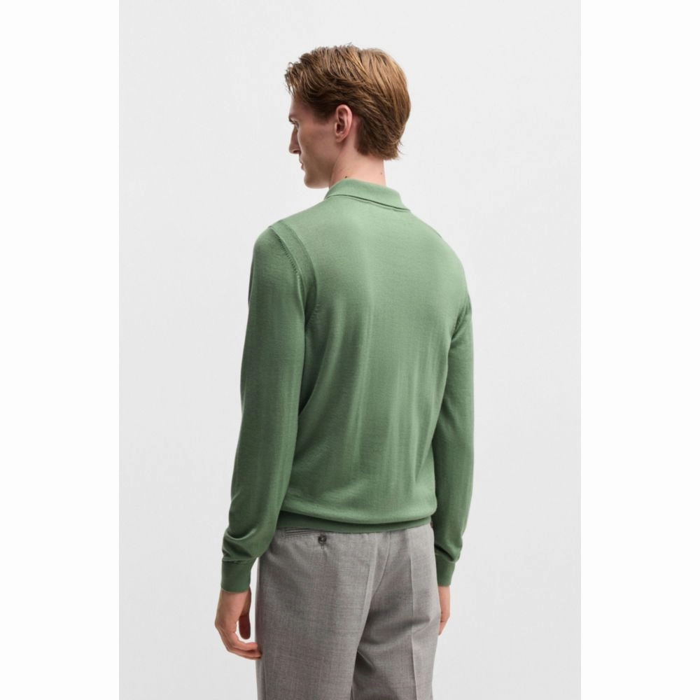 Regular-fit polo sweater in wool, silk and cashmere
