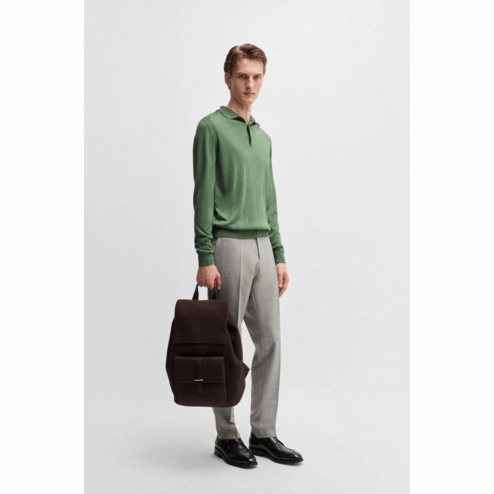 Regular-fit polo sweater in wool, silk and cashmere