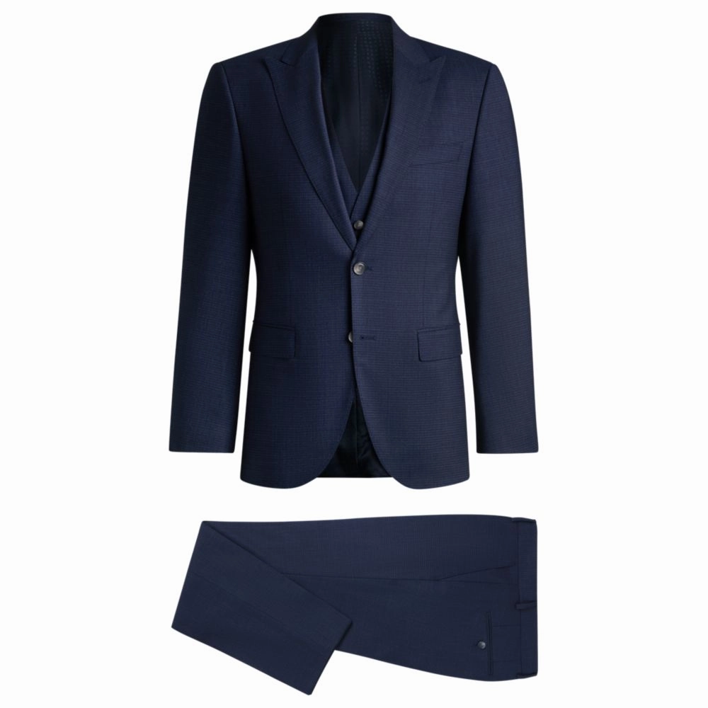 Regular-fit three-piece suit in stretch wool