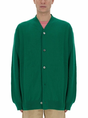 Relaxed Fit Deep V-Neck Wool Cardigan cashmere sweaters sale