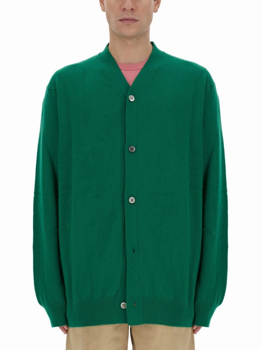 Relaxed Fit Deep V-Neck Wool Cardigan cashmere sweaters sale
