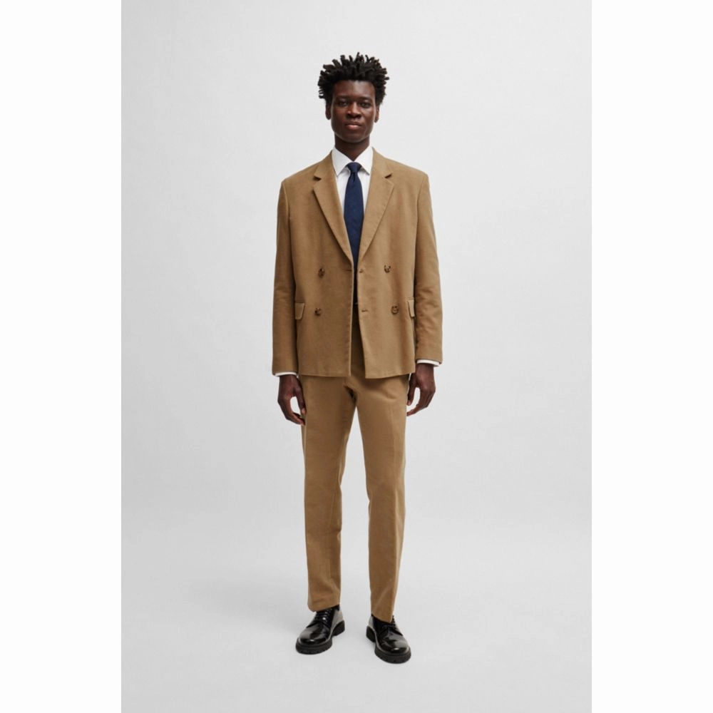 Relaxed-fit double-breasted jacket in cotton twill