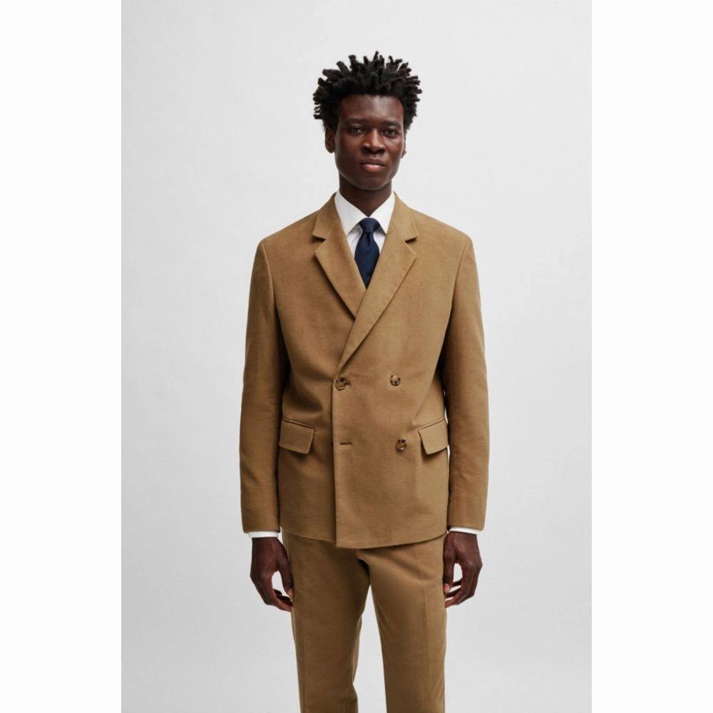 Relaxed-fit double-breasted jacket in cotton twill