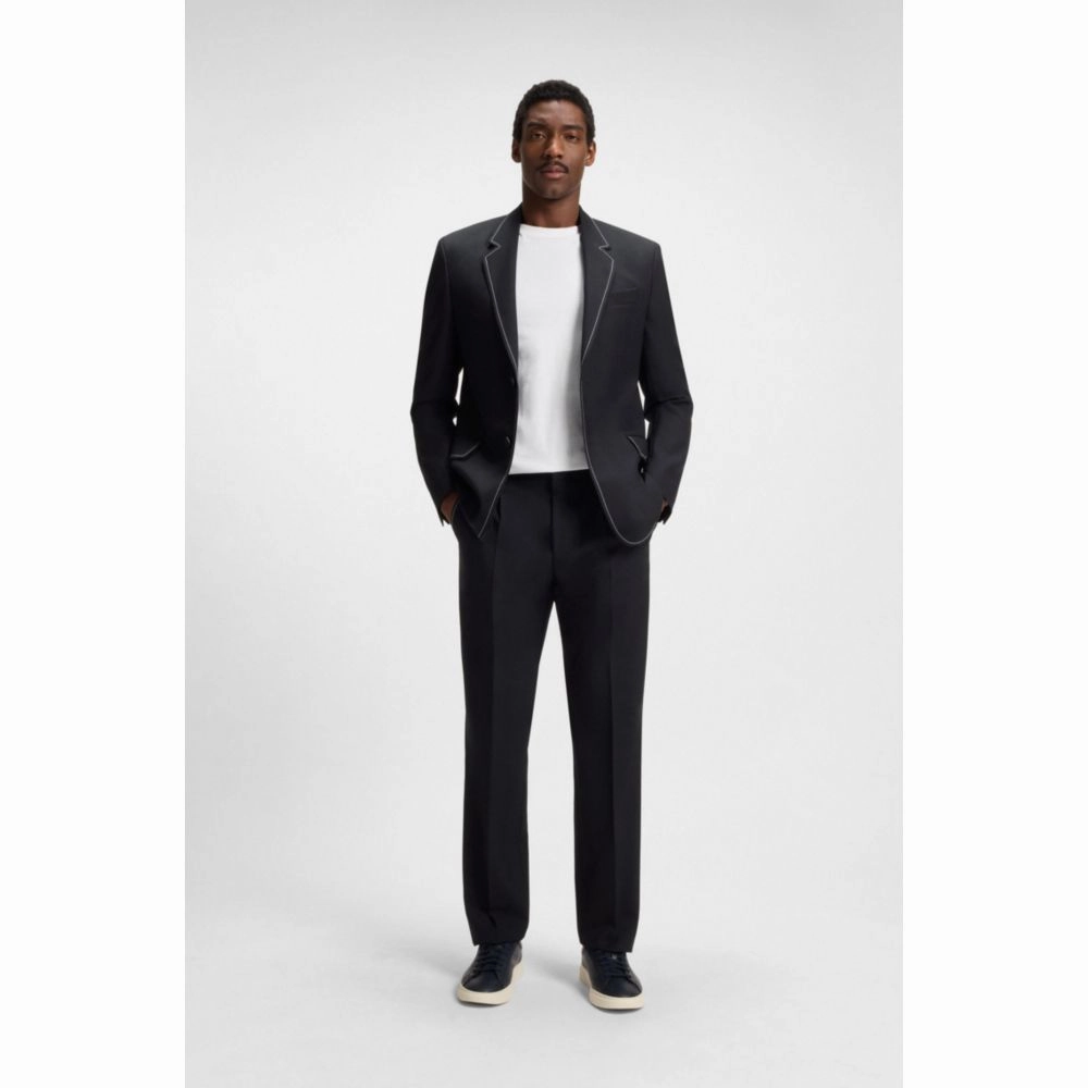 Relaxed-fit jacket in wool with contrast stitching