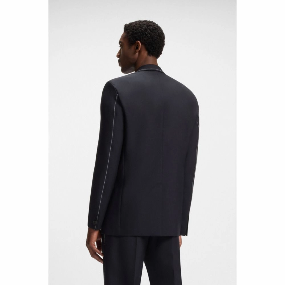 Relaxed-fit jacket in wool with contrast stitching