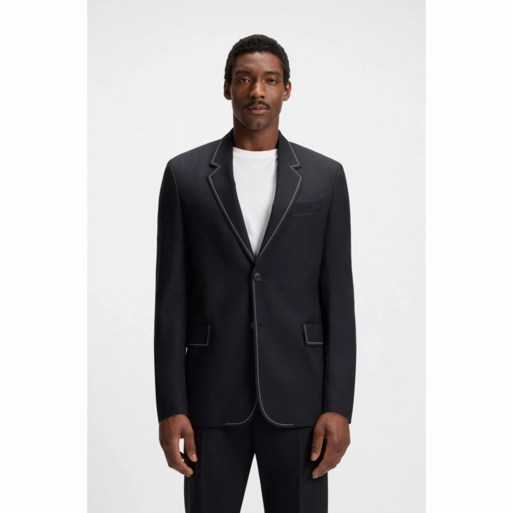 Relaxed-fit jacket in wool with contrast stitching