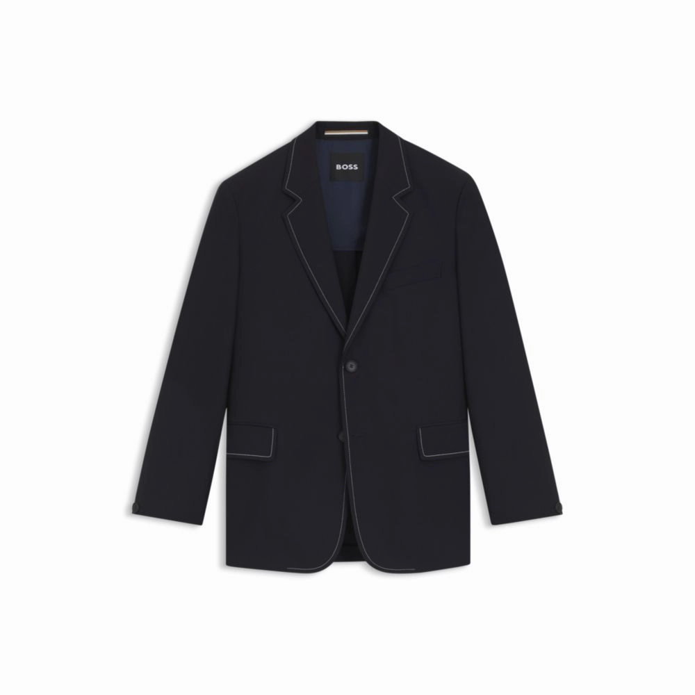 Relaxed-fit jacket in wool with contrast stitching