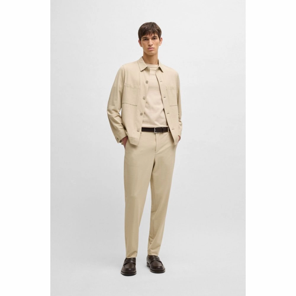 Relaxed-fit overshirt in stretch seersucker