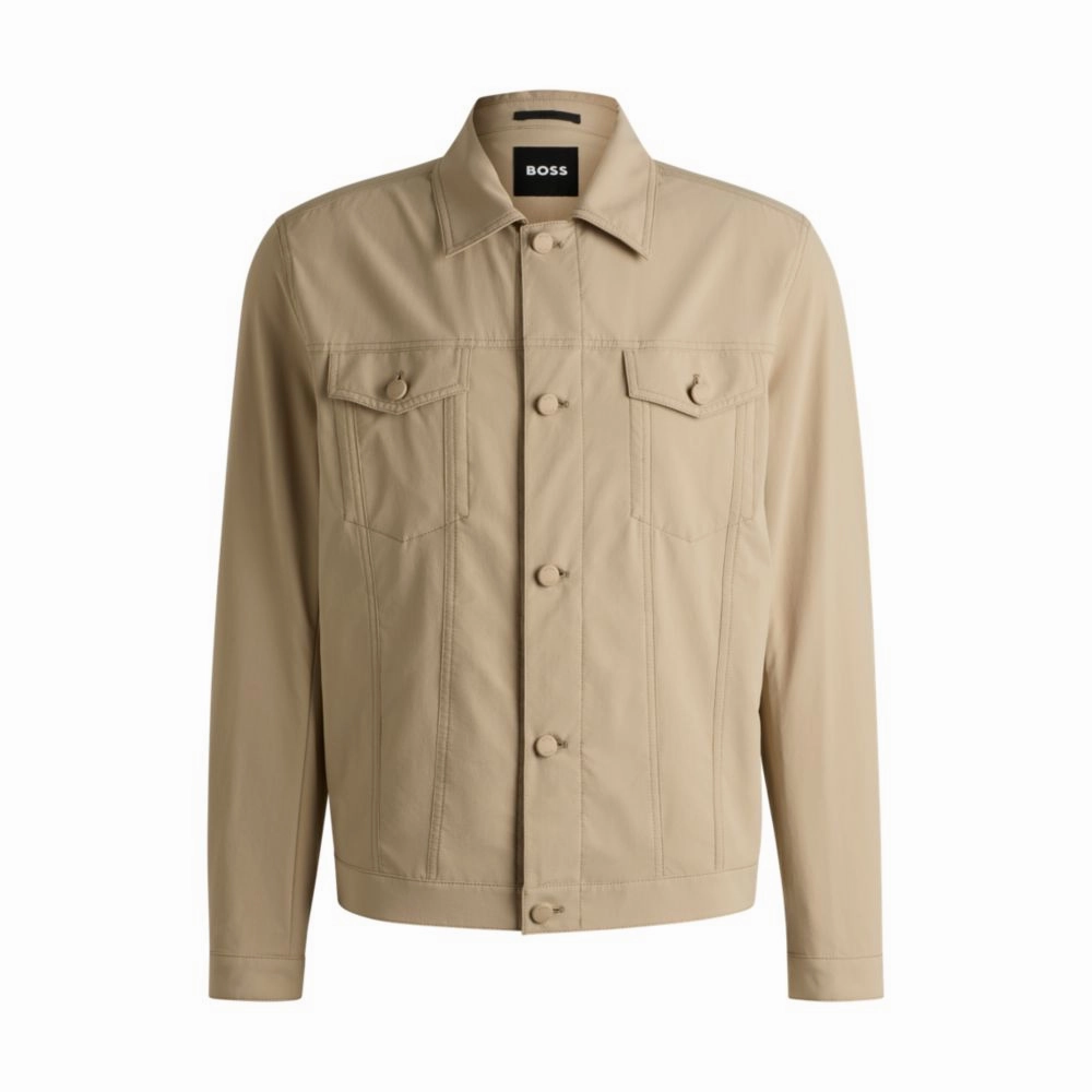 Relaxed-fit overshirt in washable stretch fabric