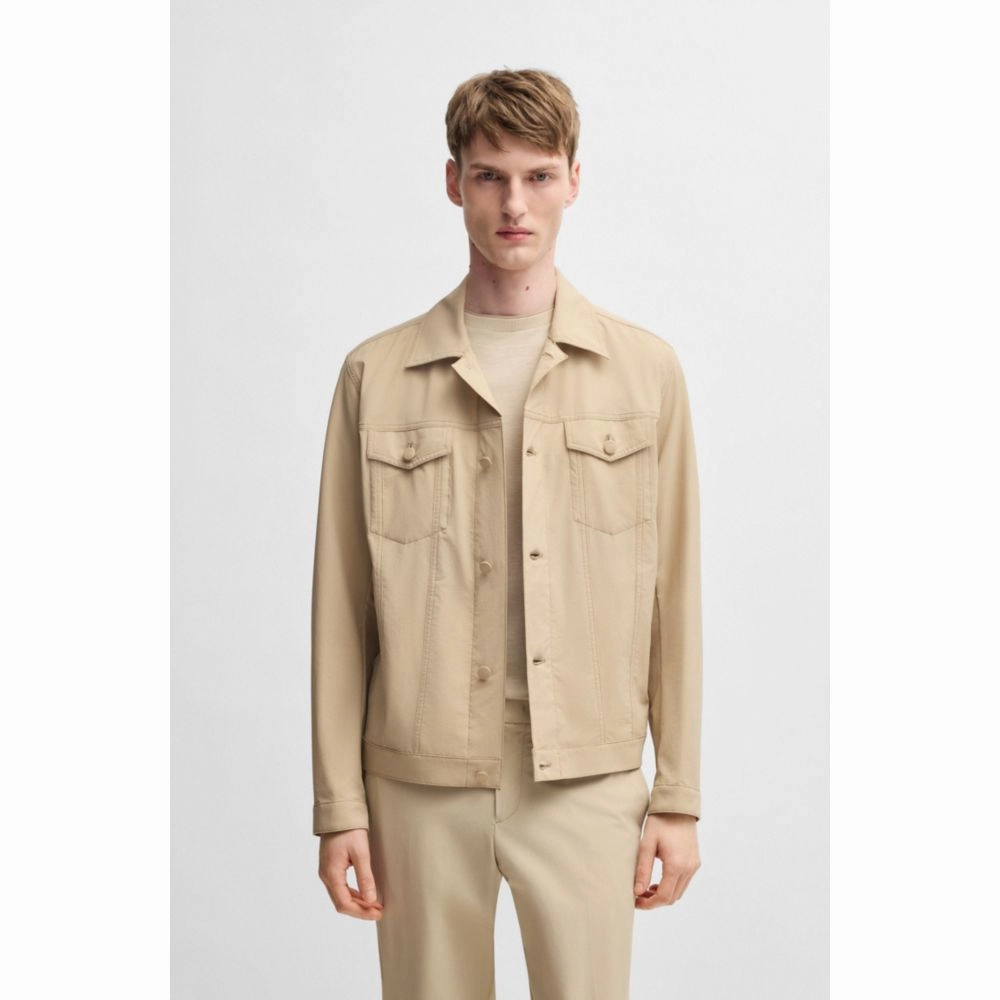 Relaxed-fit overshirt in washable stretch fabric