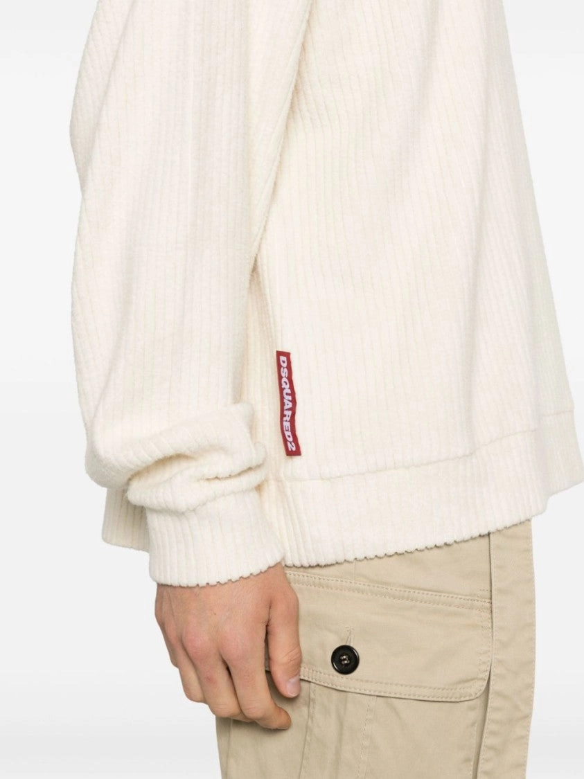 Relaxed-Fit Ribbed Knit Sweater With Subtle Branding