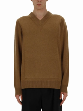 Relaxed Fit V-Neck Sweater With Ribbed Details cashmere sweaters sale