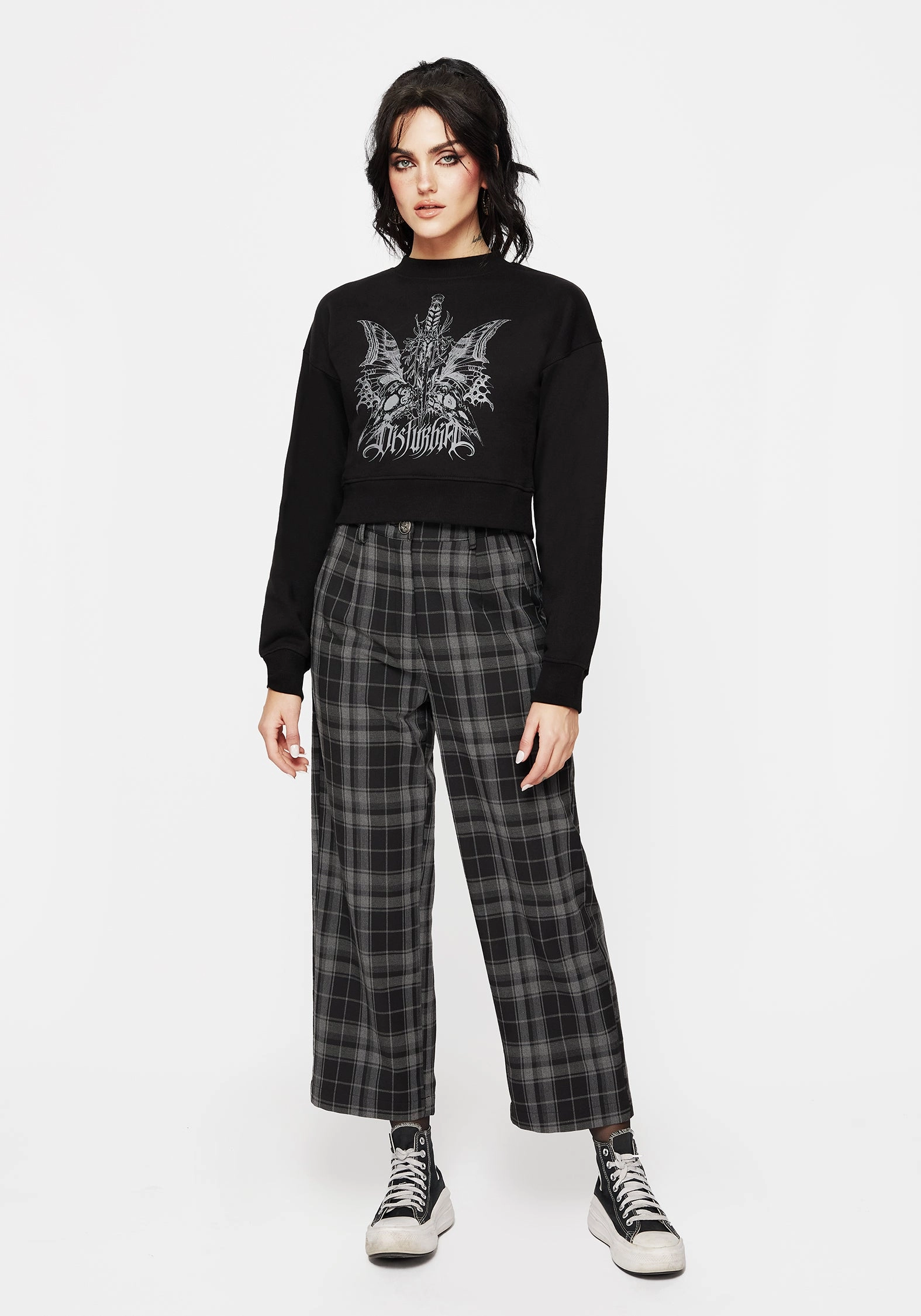Requiem Graphic Print Crew Neck Crop Jumper