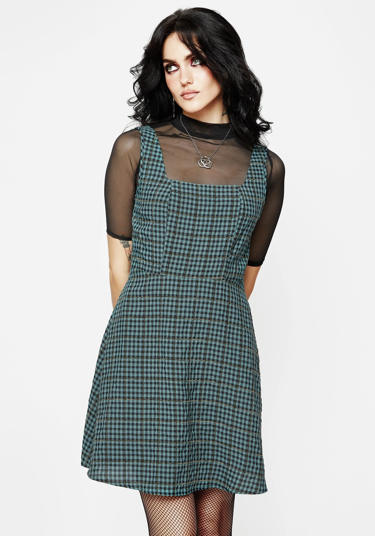 Restless Check Mini Apron Dress Dresses Womens - women's dresses clearance