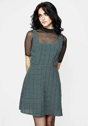 Restless Check Mini Apron Dress Dresses Womens - women's dresses clearance