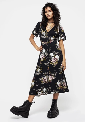 Revival Floral Button Up Midi Dress Dresses Womens - women's dresses clearance