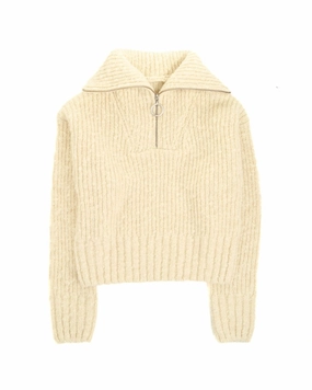 Ribbed Knit Sweater With Stand Collar designer sweaters outlet