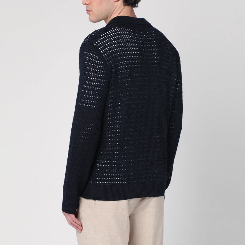 Roberto Collina Men's blue Perforated Cardigan In Cotton