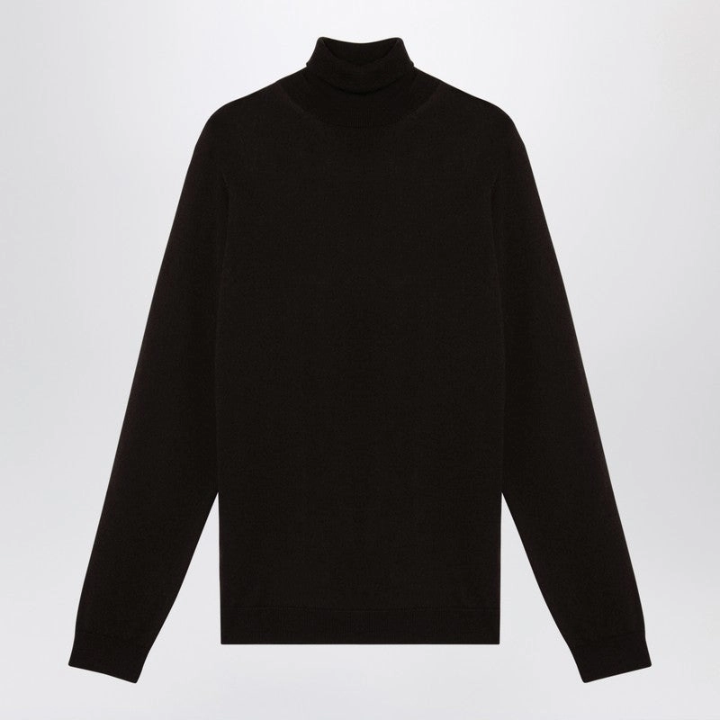 Roberto Collina Men's Ebony Merino Wool Turtleneck Sweater winter sweaters outlet
