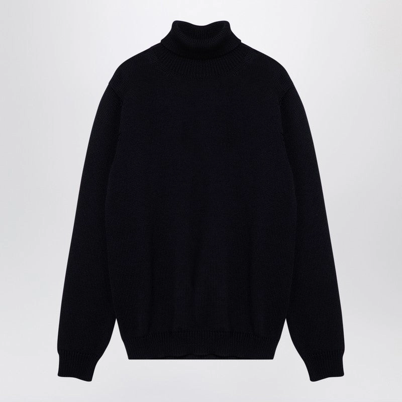 Roberto Collina Men's Navy Merino Wool Turtleneck Pullover winter sweaters outlet