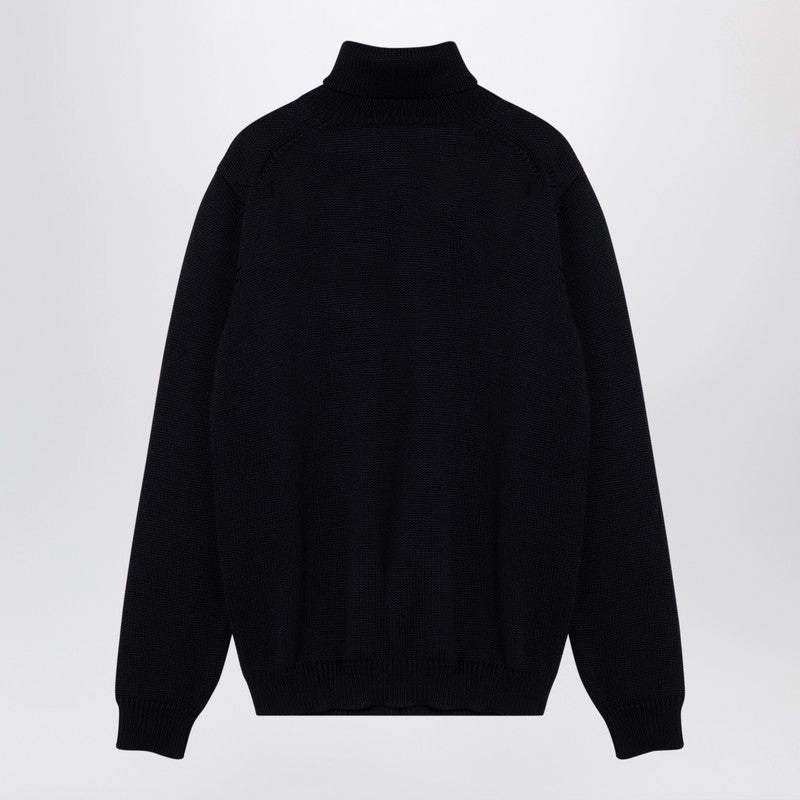 Roberto Collina Men's Navy Merino Wool Turtleneck Pullover