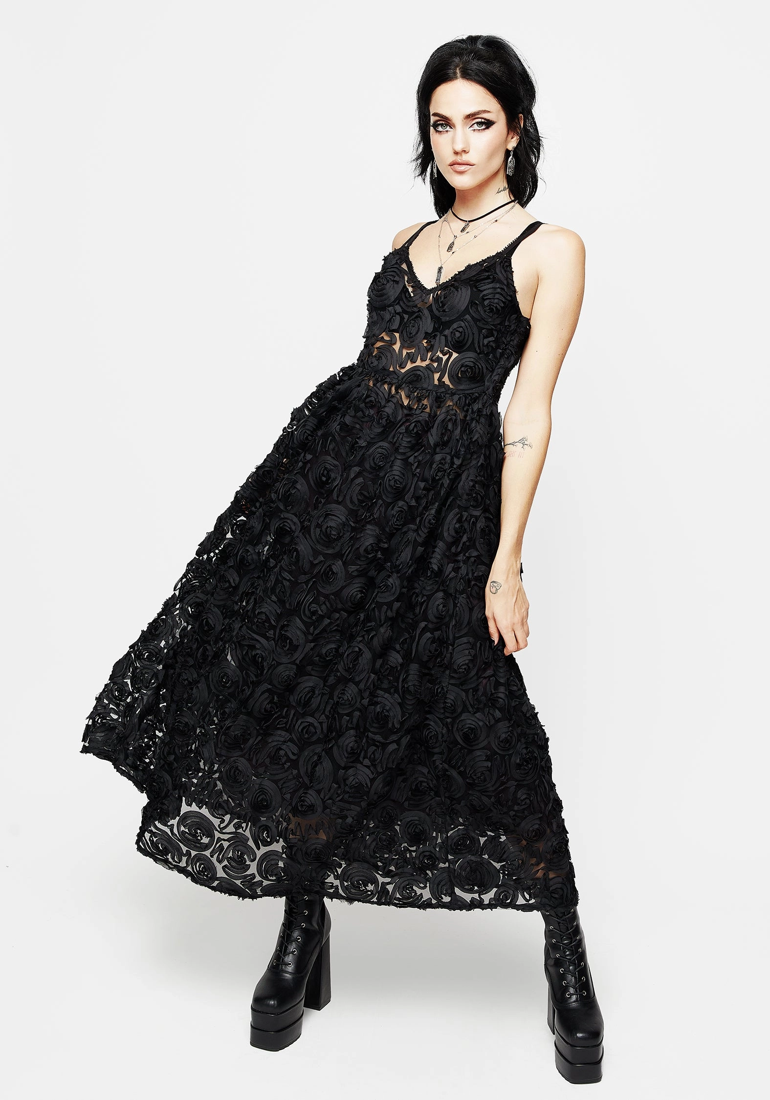 Rosehip Textured Mesh Midi Dress Dresses Womens - women's dresses clearance