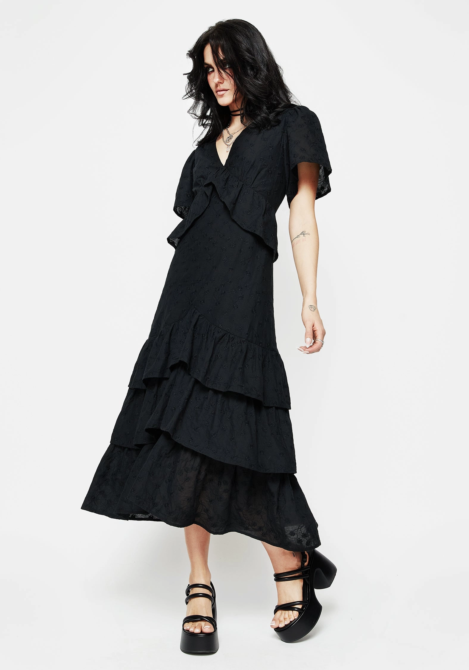 Rowena Peplum Tiered Midaxi Dress Dresses Womens - women's dresses clearance