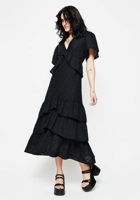 Rowena Peplum Tiered Midaxi Dress Dresses Womens - women's dresses clearance