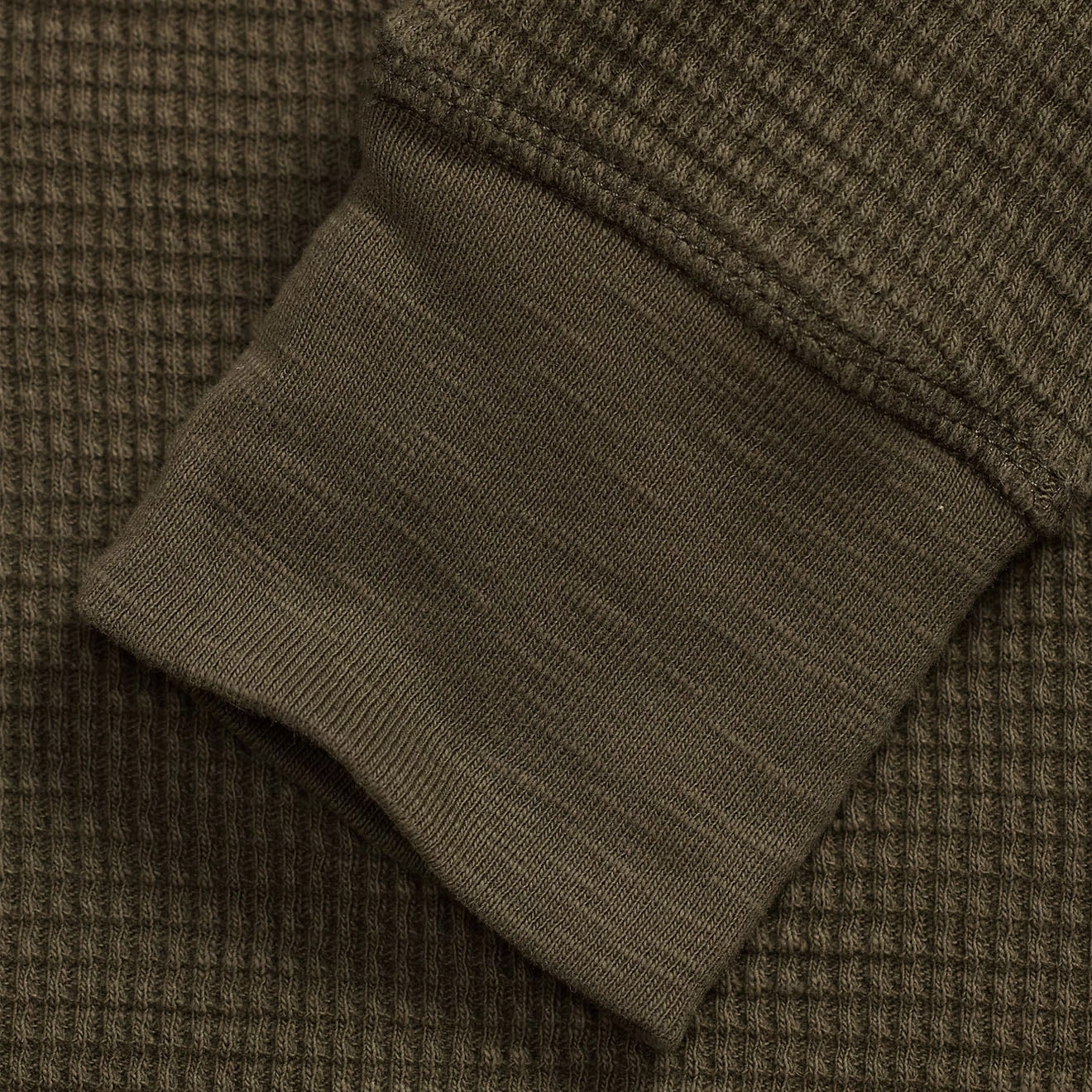 RRL By Ralph Lauren Garment-Dyed Waffle-Knit Crewneck Olive Brown