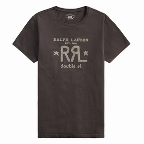 RRL by Ralph Lauren Graphic Logo T-Shirt Faded Black Canvas henley shirts online