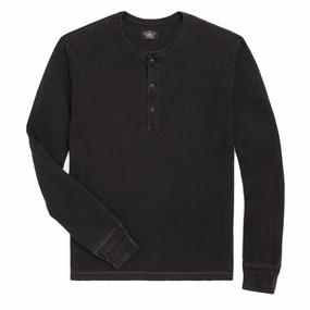 RRL by Ralph Lauren Indigo Jersey Henley Shirt Sulphur Black henley shirts online