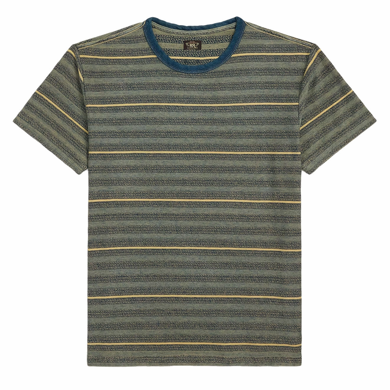 RRL By Ralph Lauren Indigo Striped Jacquard T-Shirt Cream/Multi henley shirts online