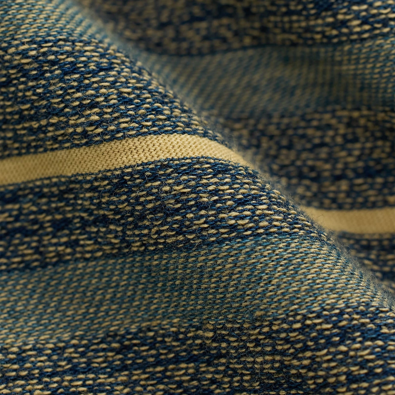 RRL By Ralph Lauren Indigo Striped Jacquard T-Shirt Cream/Multi