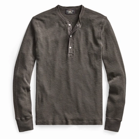 RRL by Ralph Lauren L/S Henley Knit Faded Black Canvas henley shirts online
