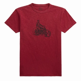 RRL By Ralph Lauren Slub Jersey Graphic T-Shirt Burgundy henley shirts online