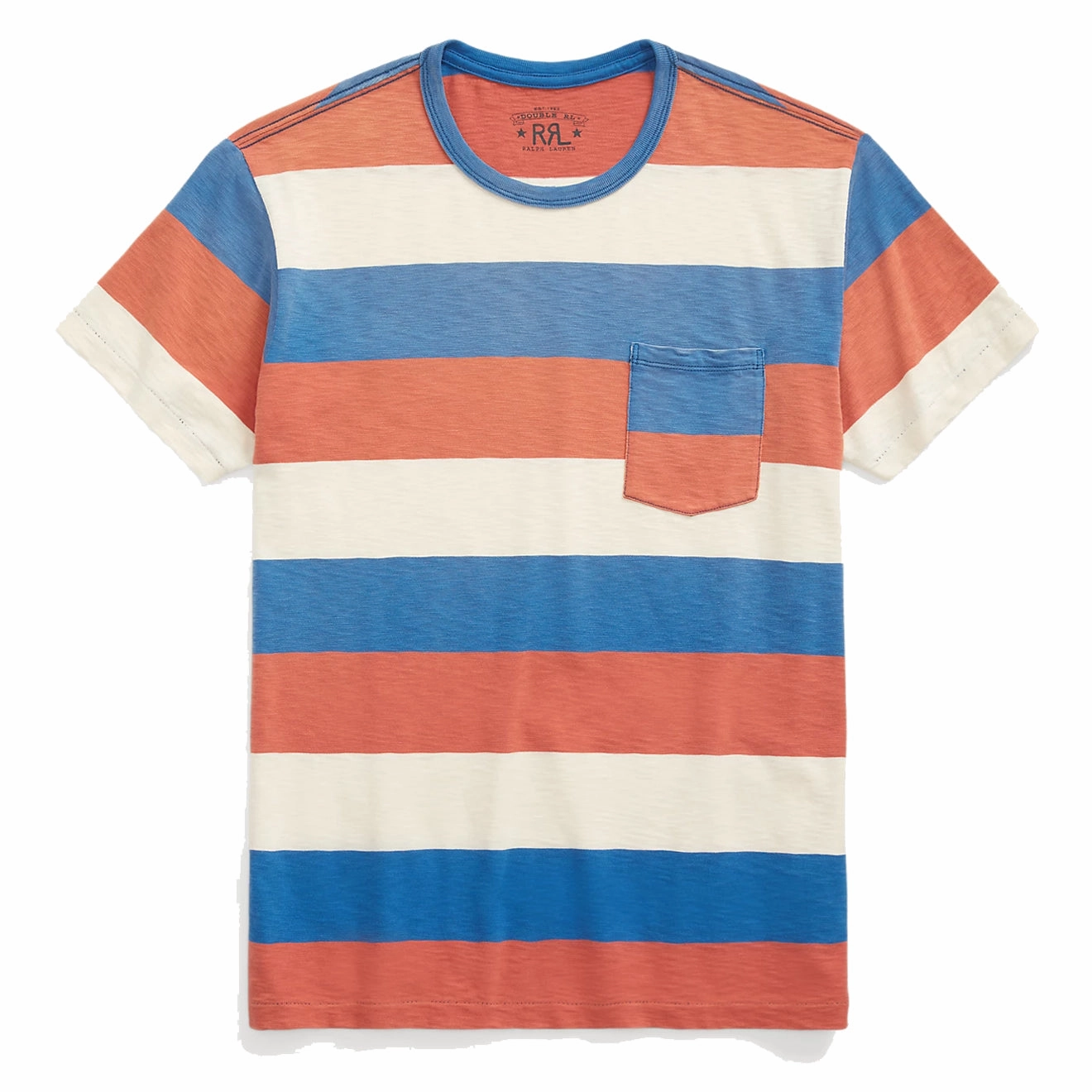 RRL by Ralph Lauren Striped Jersey Pocket T-Shirt Red/Blue/White henley shirts online