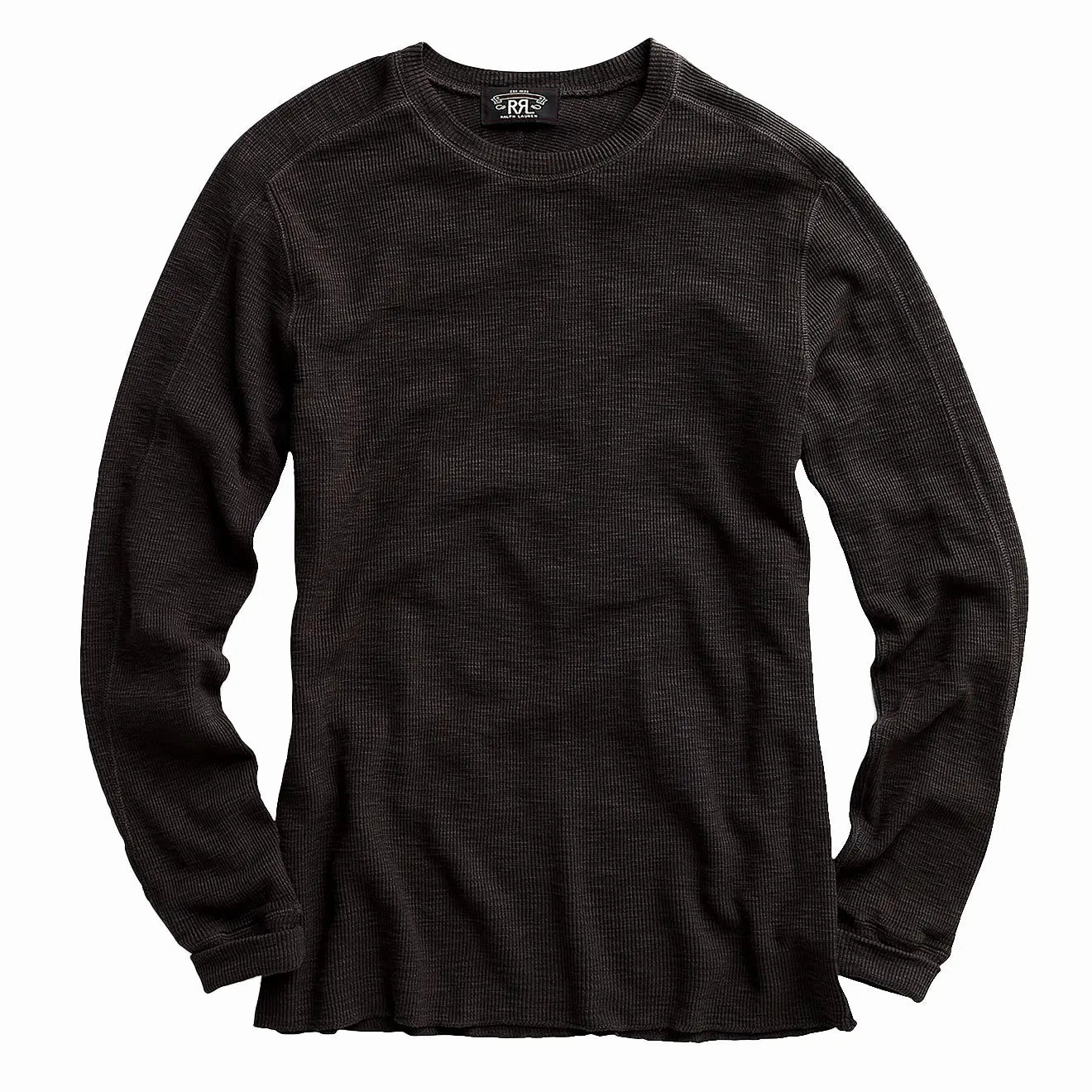 RRL by Ralph Lauren Textured Crew Neck L/S T-Shirt Faded Black Canvas henley shirts online