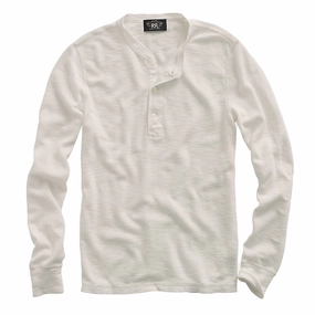 RRL By Ralph Lauren Waffle-Knit Henley Shirt Paper White henley shirts online