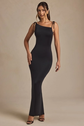 Ruched Backless Maxi Dress in Black cheap Dresses on sale